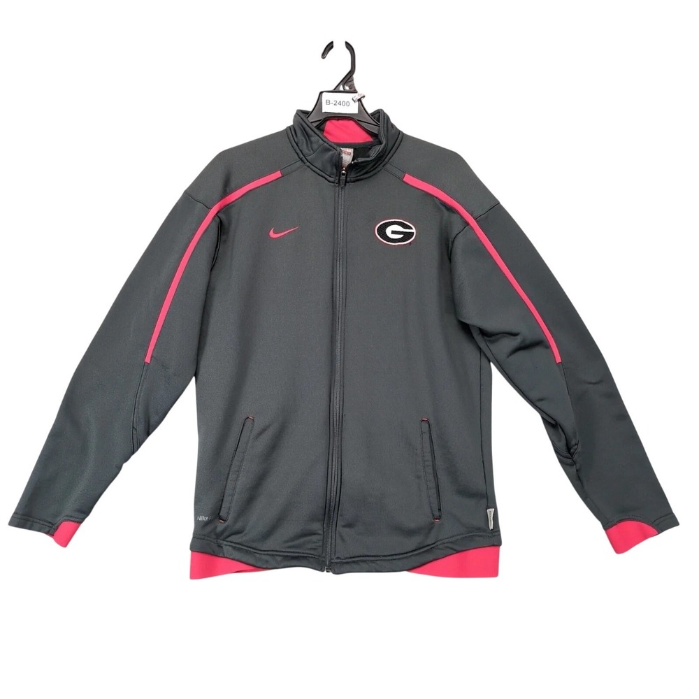 Nike Georgia Bulldogs Gray Red Varsity Jacket Mens M Fit Dry Full Zip College